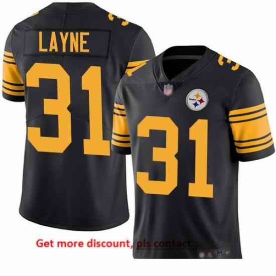 Steelers 31 Justin Layne Black Men Stitched Football Limited Rush Jersey